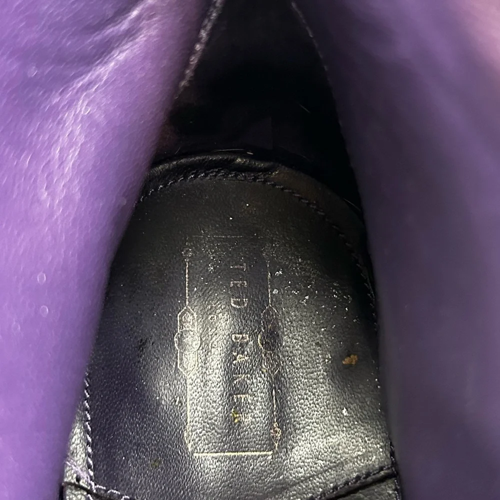Ted Baker Sealls 3 Black & Purple Accent Leather Wing-tip Brogue Boots